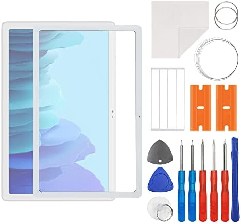 Front Screen Glass Outer Panel Lens Replacement +OCA Compatible with Samsung Galaxy Tab A7 10.4 (2020) SM-T500,SM-T505 (White)(No LCD Screen and Touch Digitizer) with Repair Kit